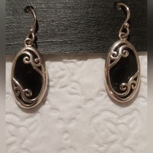 Sterling silver & black onyx earrings.